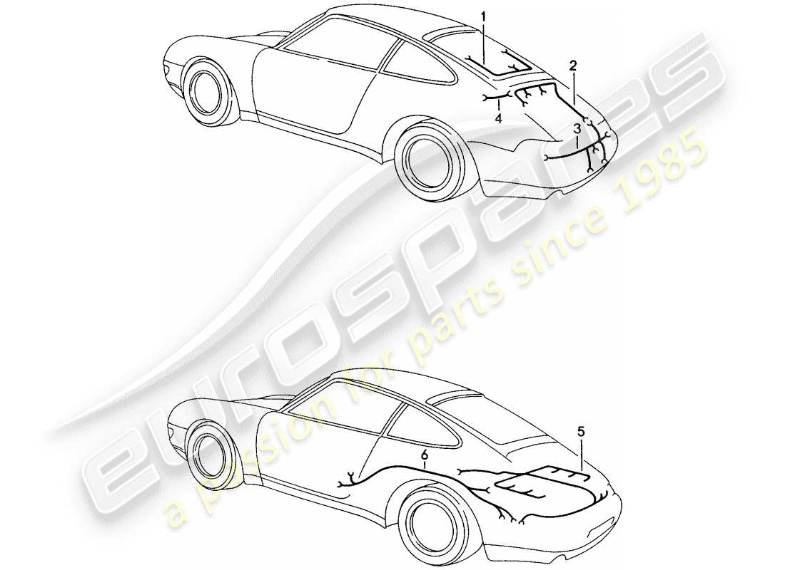 porsche 1995 (993) wiring harnesses - rear end - engine - - dme - part diagram