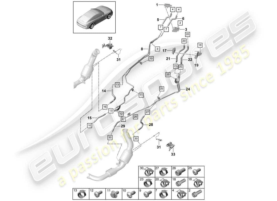 porsche 2019 (panamera 971-1) exhaust system part diagram