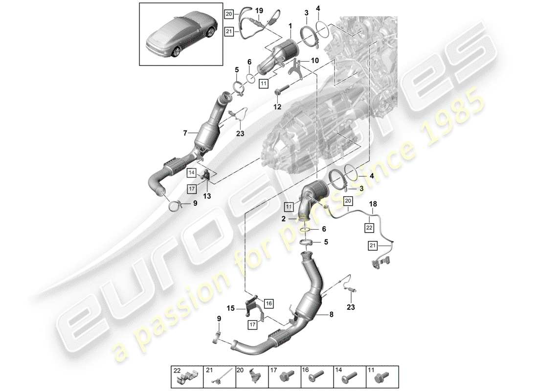 porsche 2019 (panamera 971-1) exhaust system part diagram
