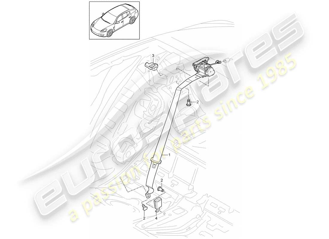 porsche panamera 970 (2013) seat belt part diagram