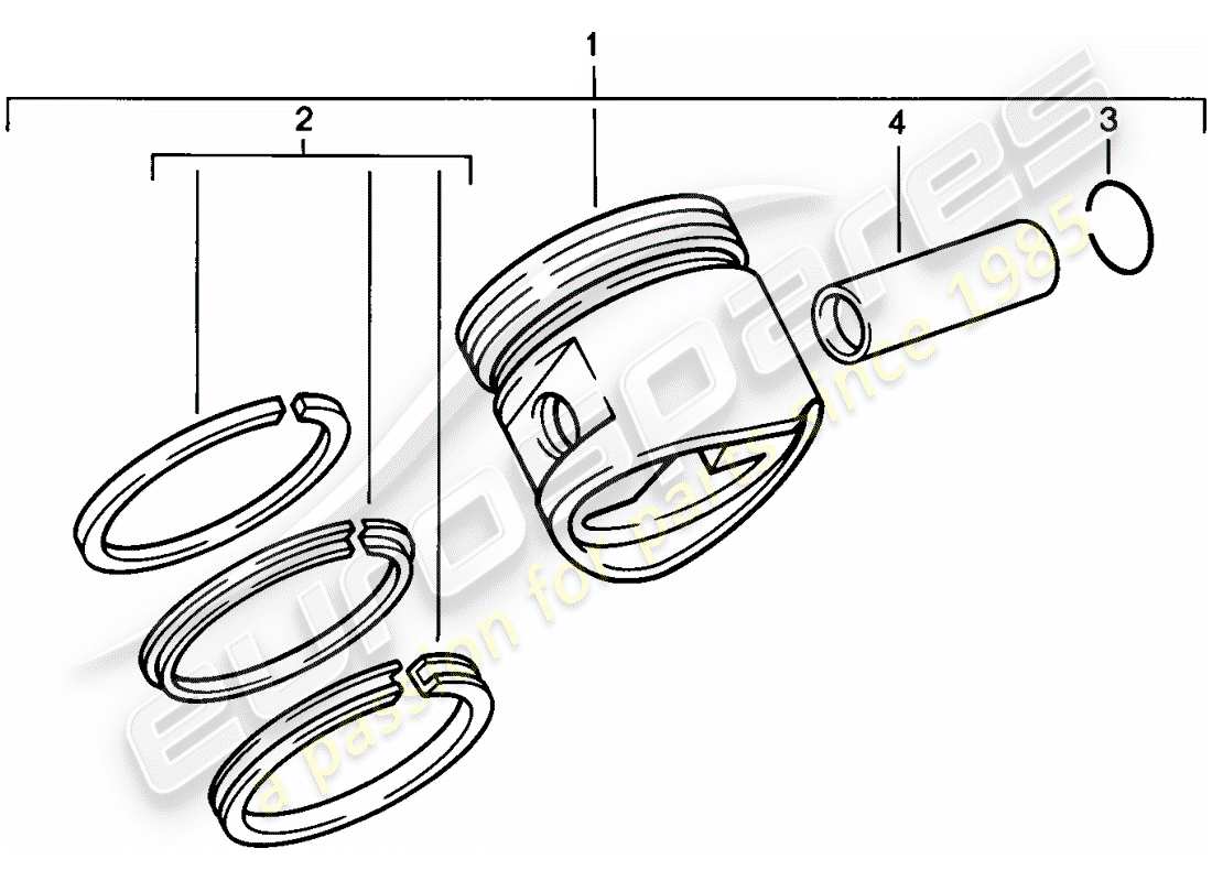 porsche 1978 (924) piston - piston rings parts diagram