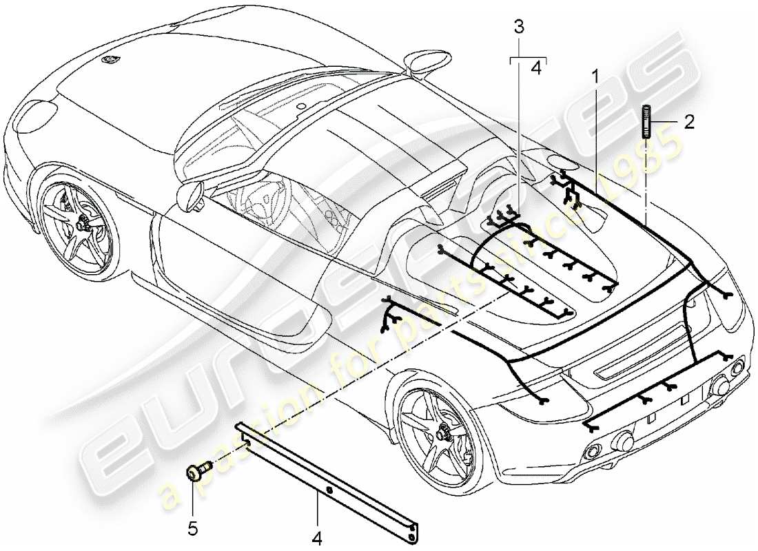 porsche 2005 (carrera gt) wiring harnesses - rear end - engine - repair kit - anti-locking brake syst. -abs- - brake pad wear indicator - rear axle part diagram
