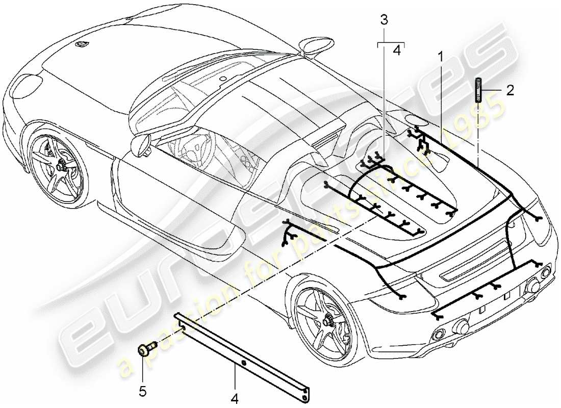 porsche carrera gt (2005) wiring harnesses - rear end - engine - repair kit - anti-locking brake syst. -abs- - brake pad wear indicator - rear axle part diagram