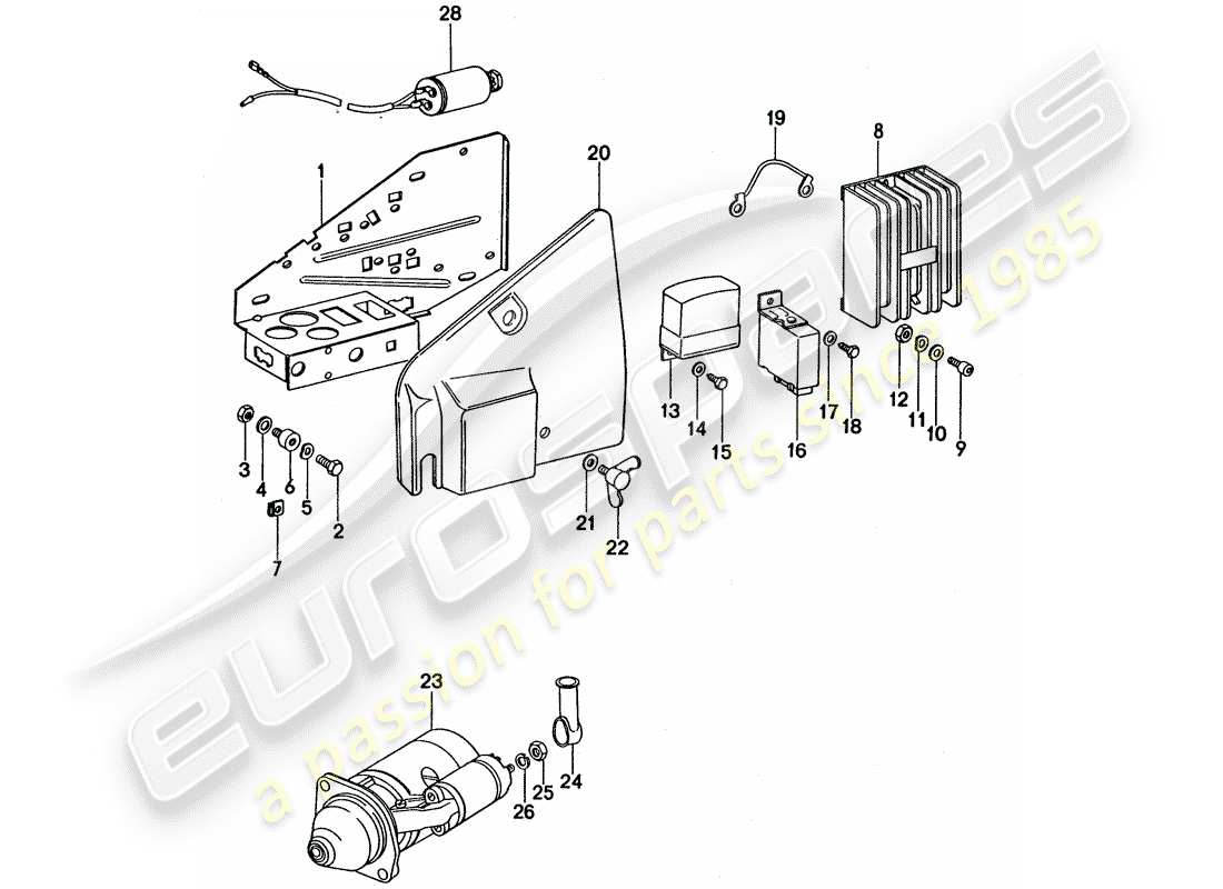 porsche 1975 (911 turbo) plate - starter - switch unit part diagram