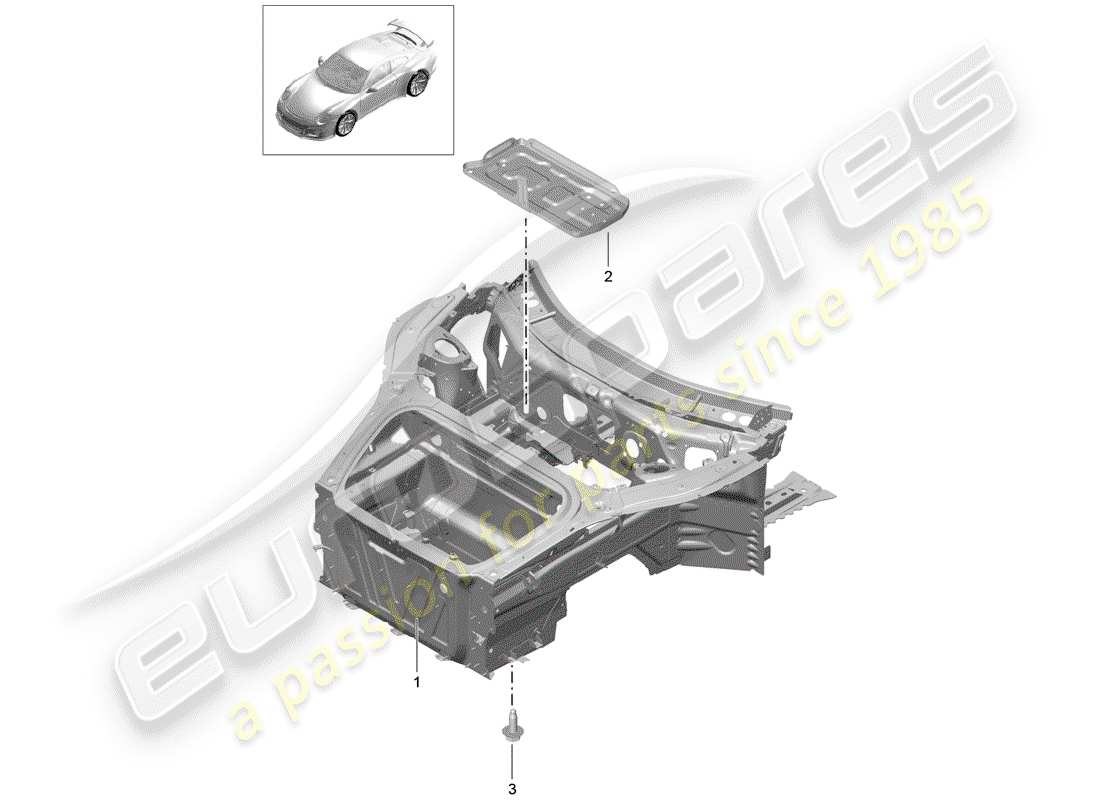 porsche 991r/gt3/rs (2015) front end parts diagram