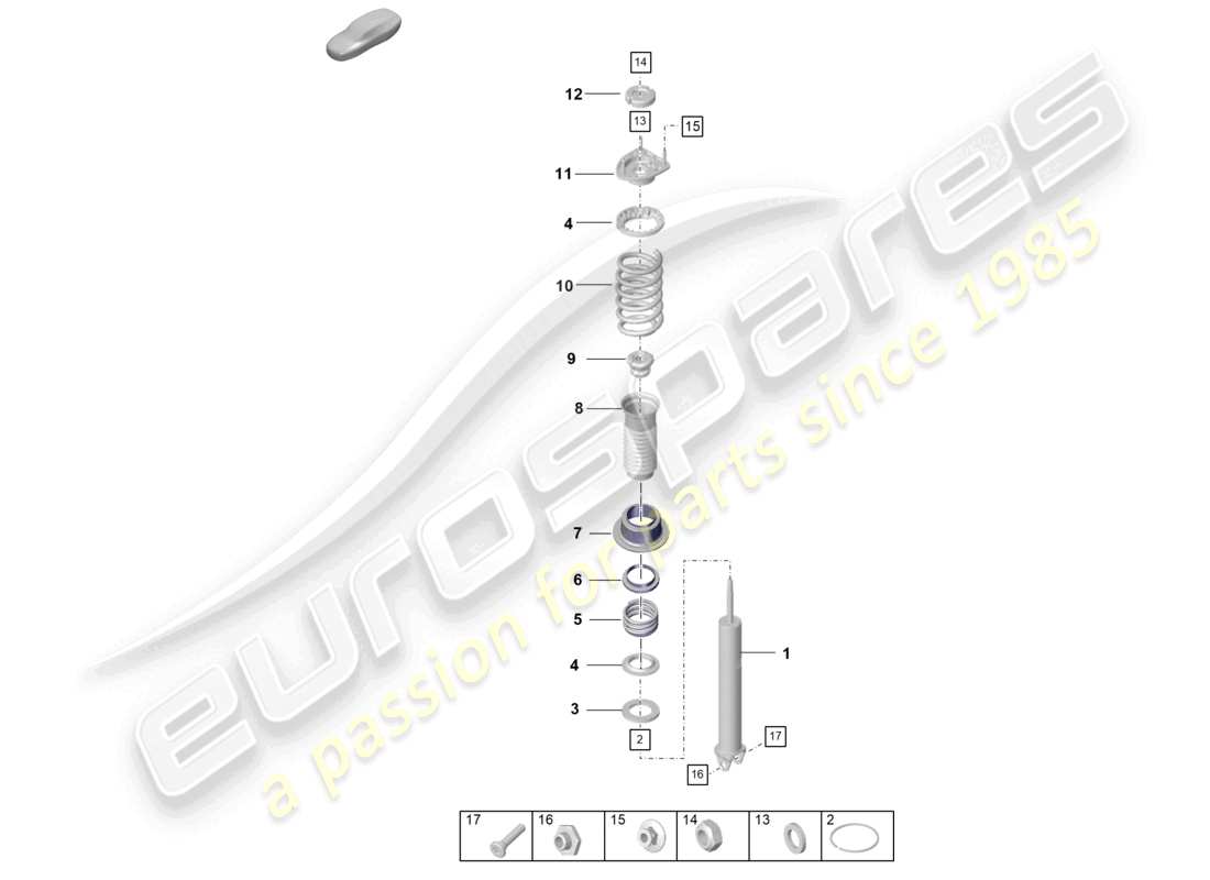 porsche 2019 (992-1) shock absorber (spring cyl.) individual part parts diagram