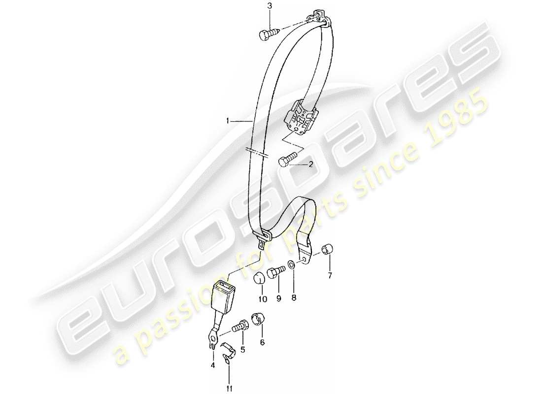 porsche 2003 (996 turbo / gt2) seat belt part diagram