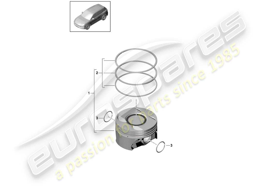 porsche 2020 (cayenne e3 9ya/9yb) piston complete part diagram