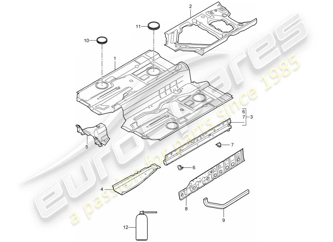 porsche 2006 (987 boxster) floor part diagram