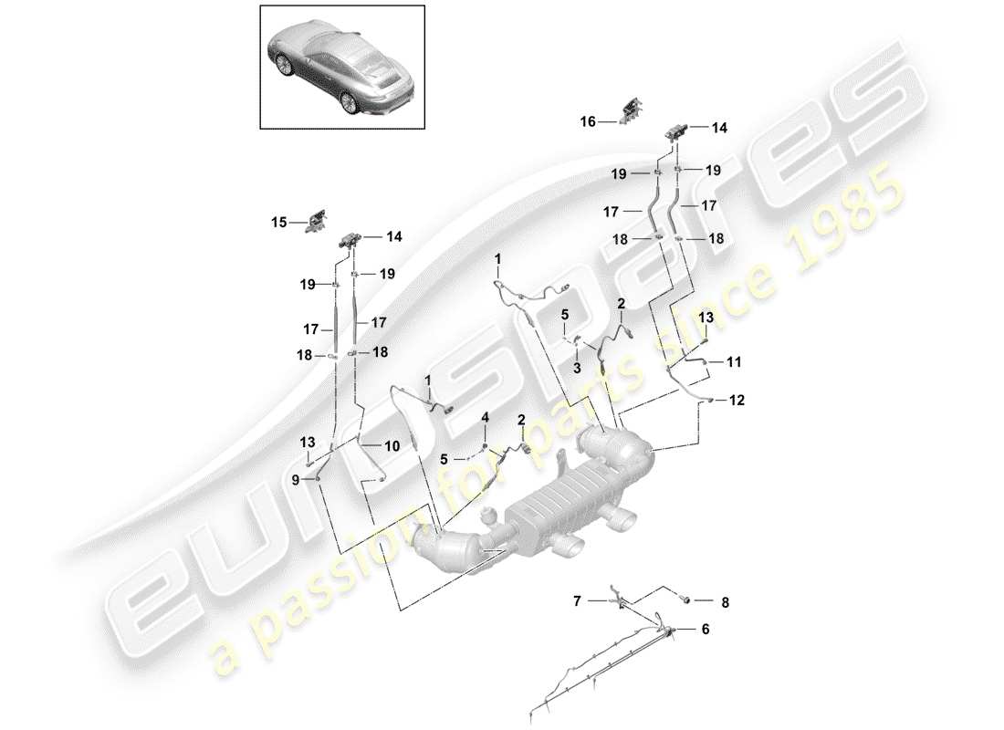 porsche 2020 (991-2) exhaust system part diagram