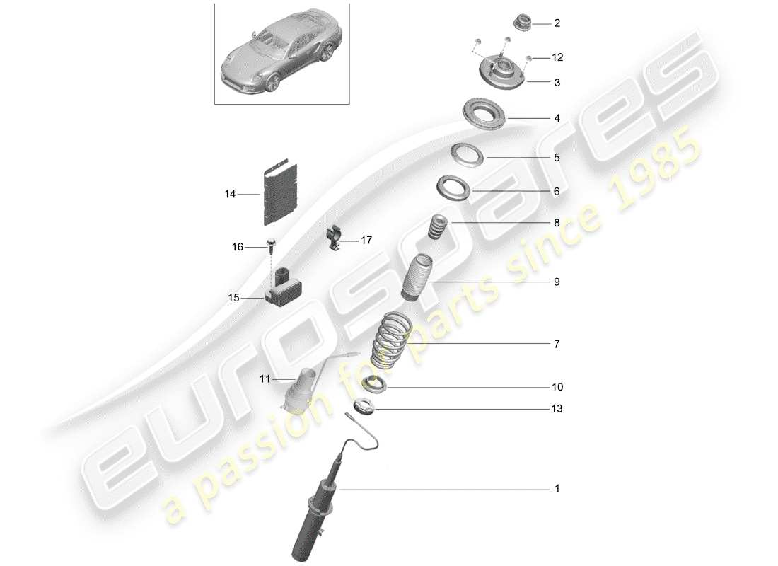 porsche 991 turbo (2014) suspension part diagram