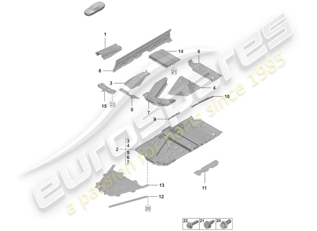 porsche 2020 (992-1) floor pan part diagram
