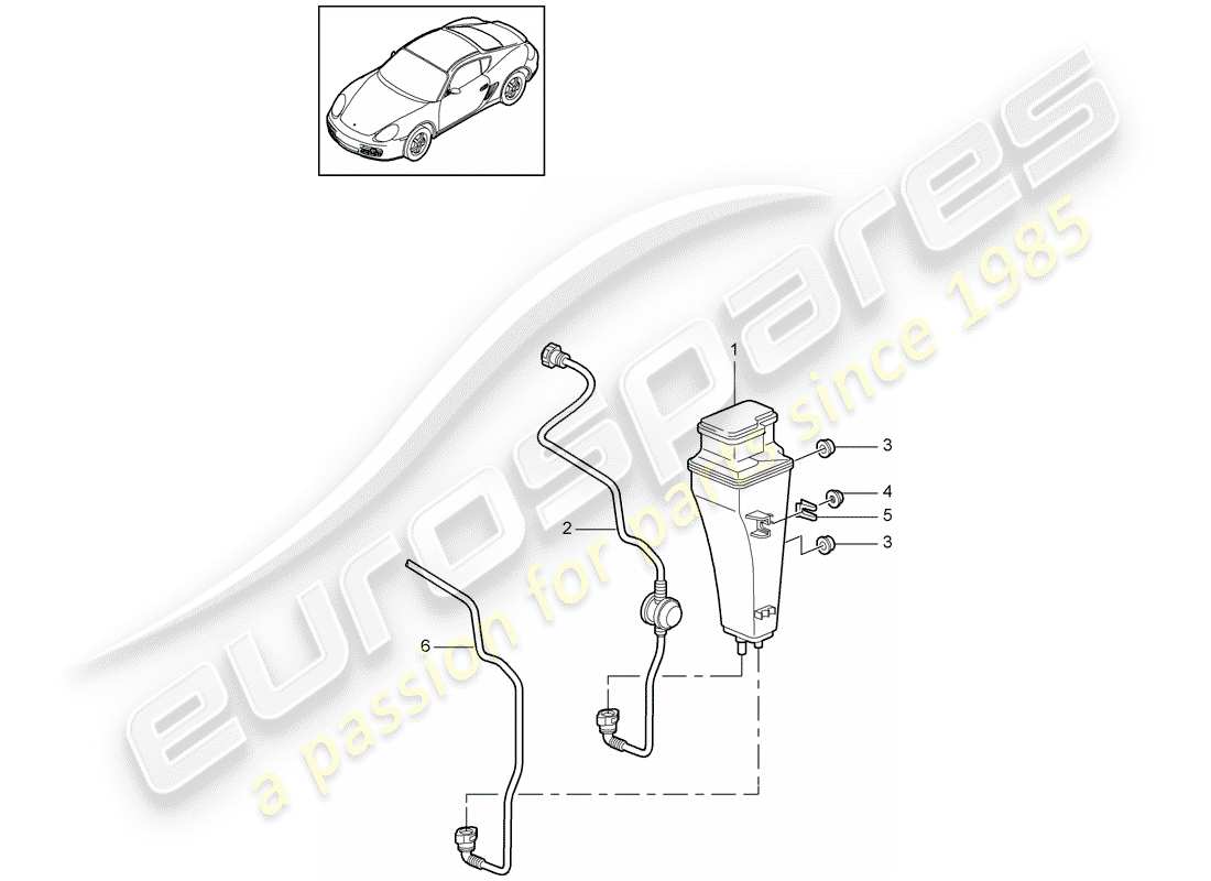 porsche 2011 (987 cayman) evaporative emission canister part diagram