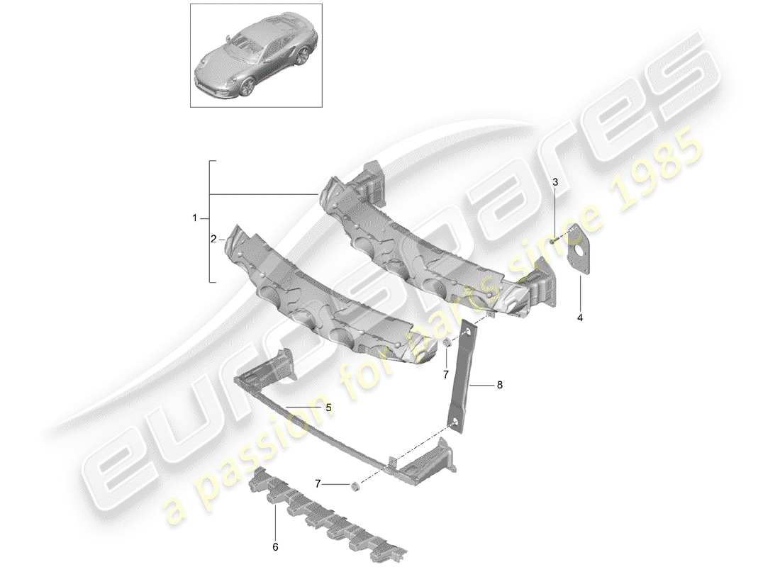 porsche 2019 (991-2 turbo) bumper bracket part diagram