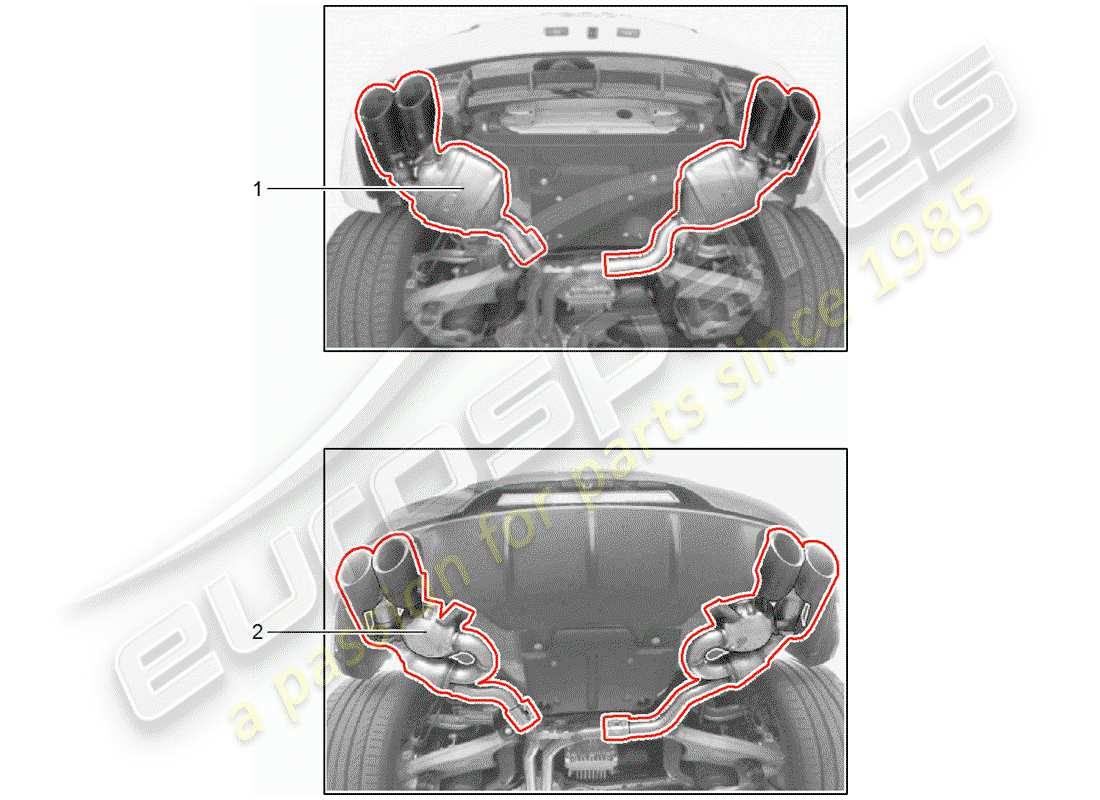 porsche 2017 (tequipment macan) exhaust system parts diagram