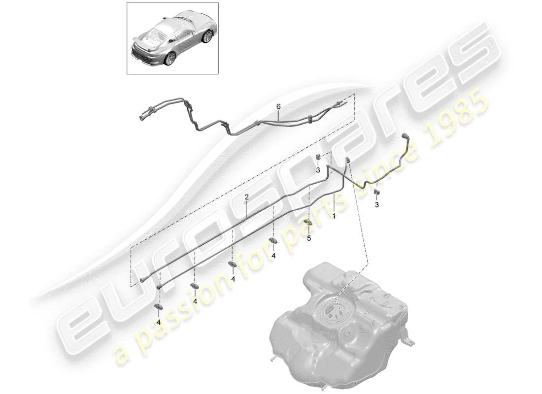 porsche 2018 (991-2 r/gt3/rs) fuel line part diagram