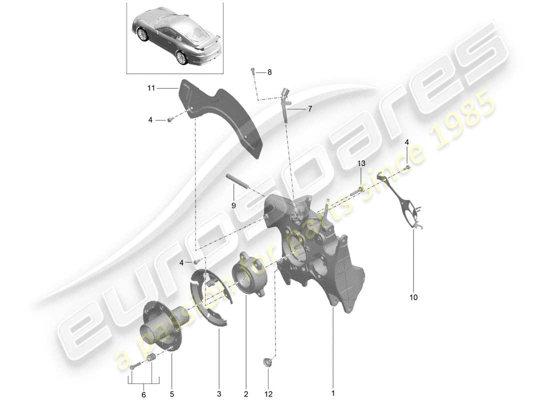 porsche 2018 (991-2 r/gt3/rs) wheel carrier part diagram