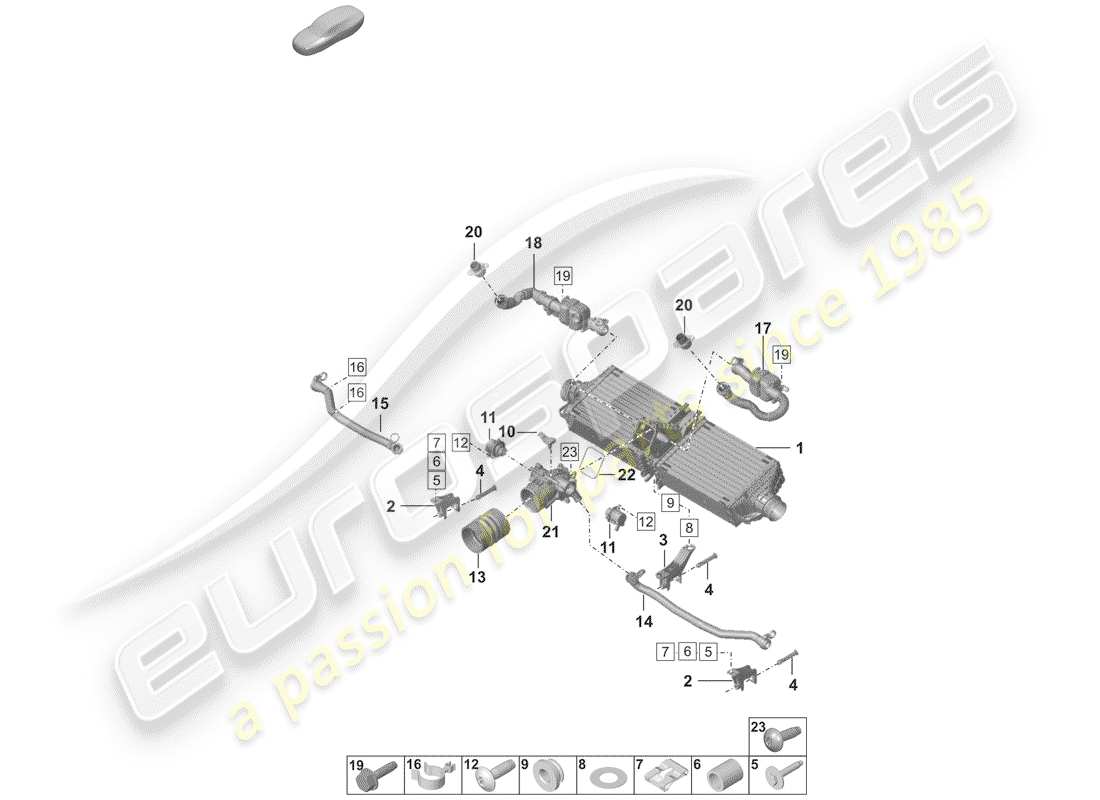 porsche 2020 (992-1) charge air cooler part diagram