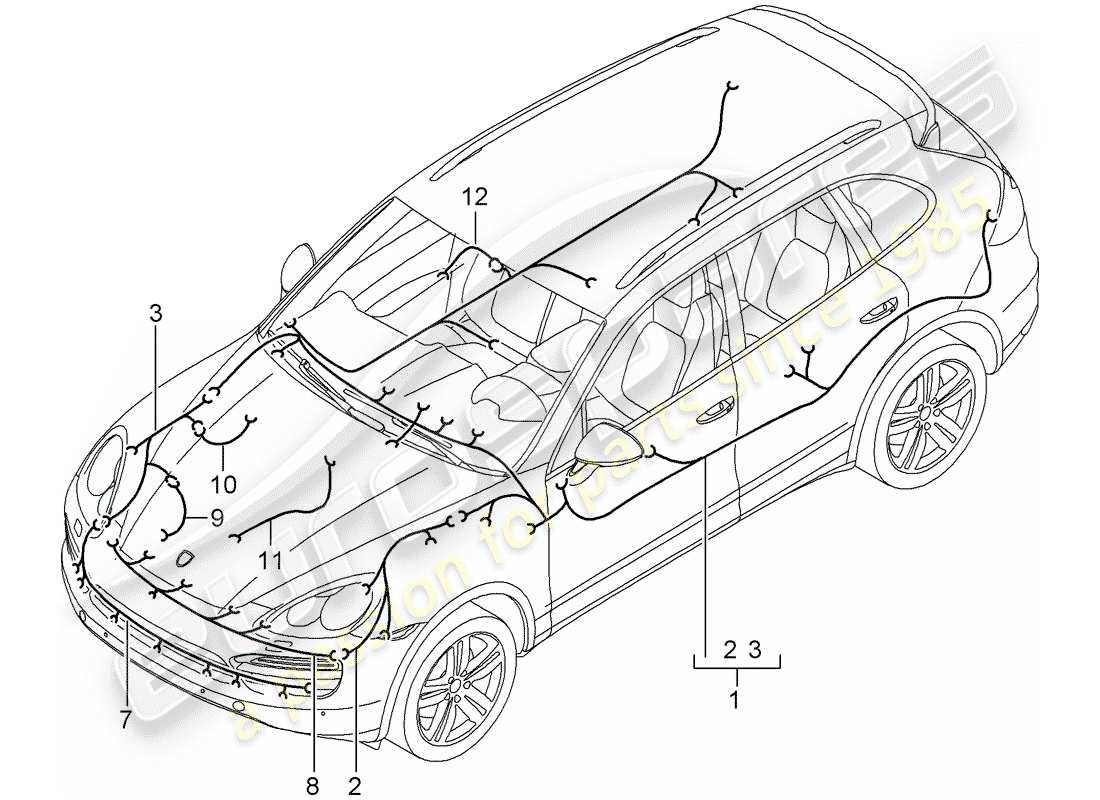 porsche 2013 (cayenne e2 92a) wiring harnesses parts diagram