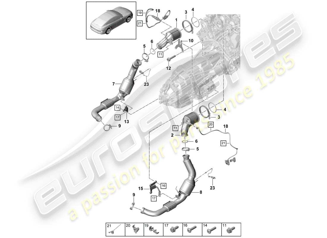 porsche 2020 (panamera 971-1) exhaust system part diagram