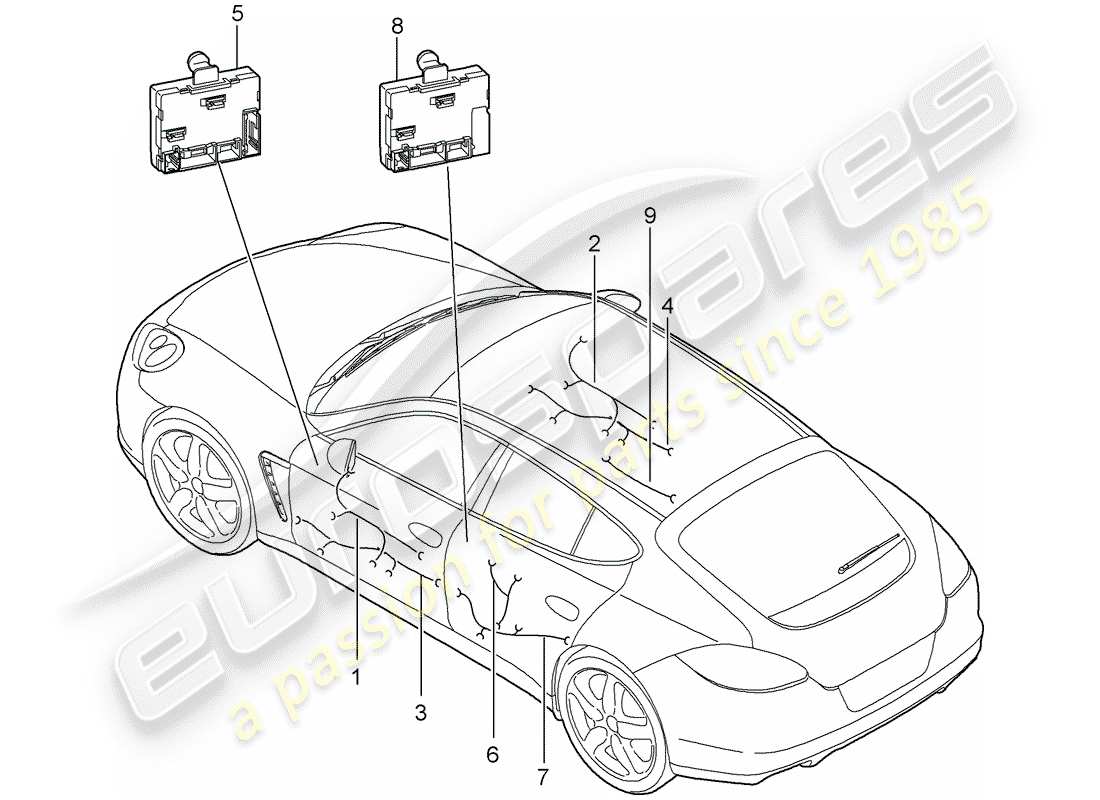 porsche panamera 970 (2013) wiring harnesses part diagram
