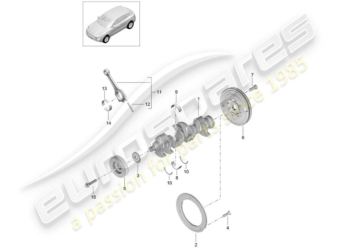 porsche 2017 (macan) crankshaft parts diagram