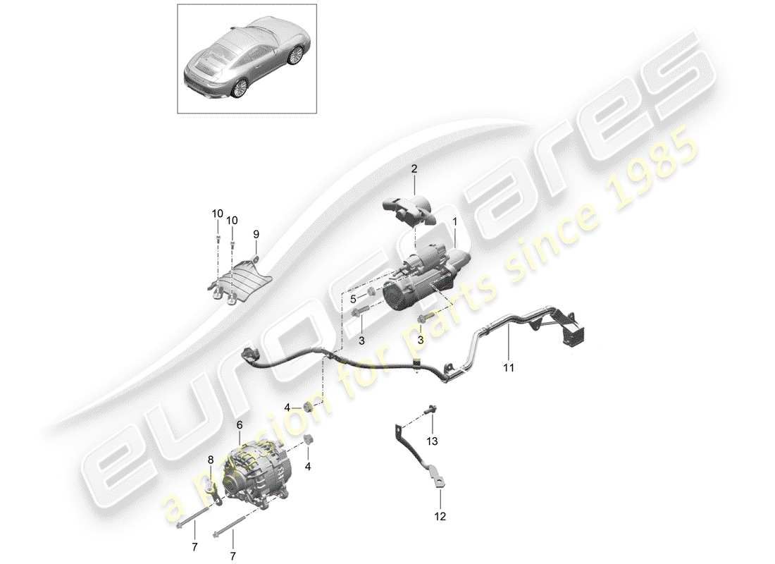 porsche 2019 (991-2) starter part diagram