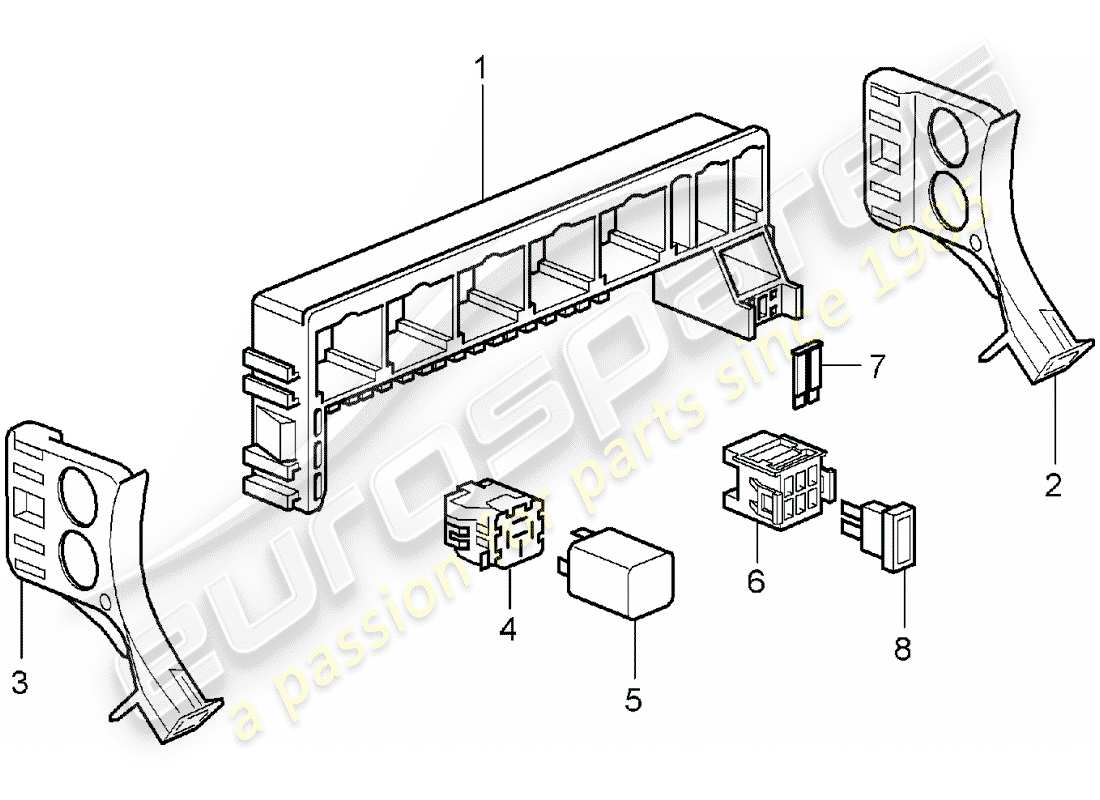 porsche boxster 987 (2006) fuse box/relay plate part diagram