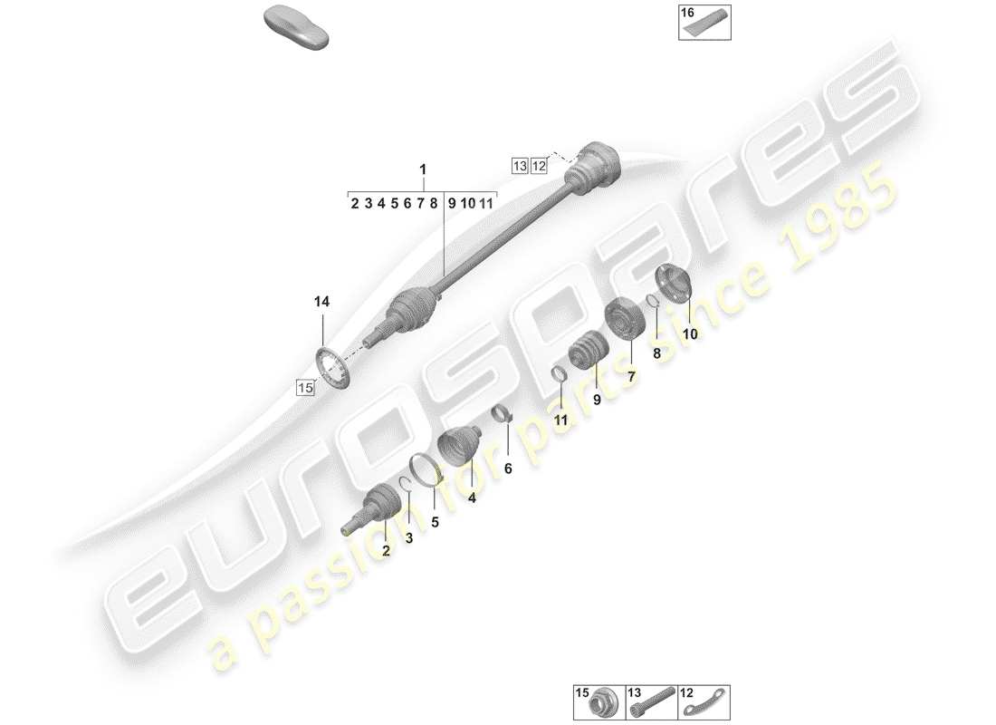 porsche 2020 (992-1) drive shaft part diagram