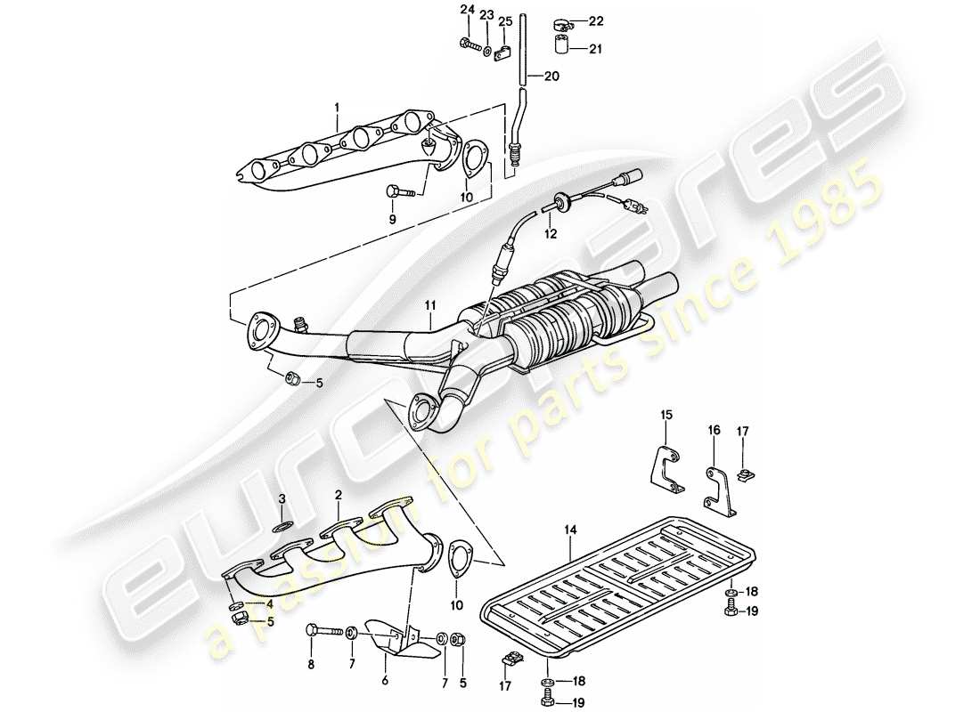 porsche 1985 (928) exhaust system - catalyst part diagram