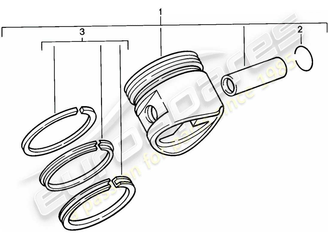 porsche 1986 (944) piston - piston rings parts diagram