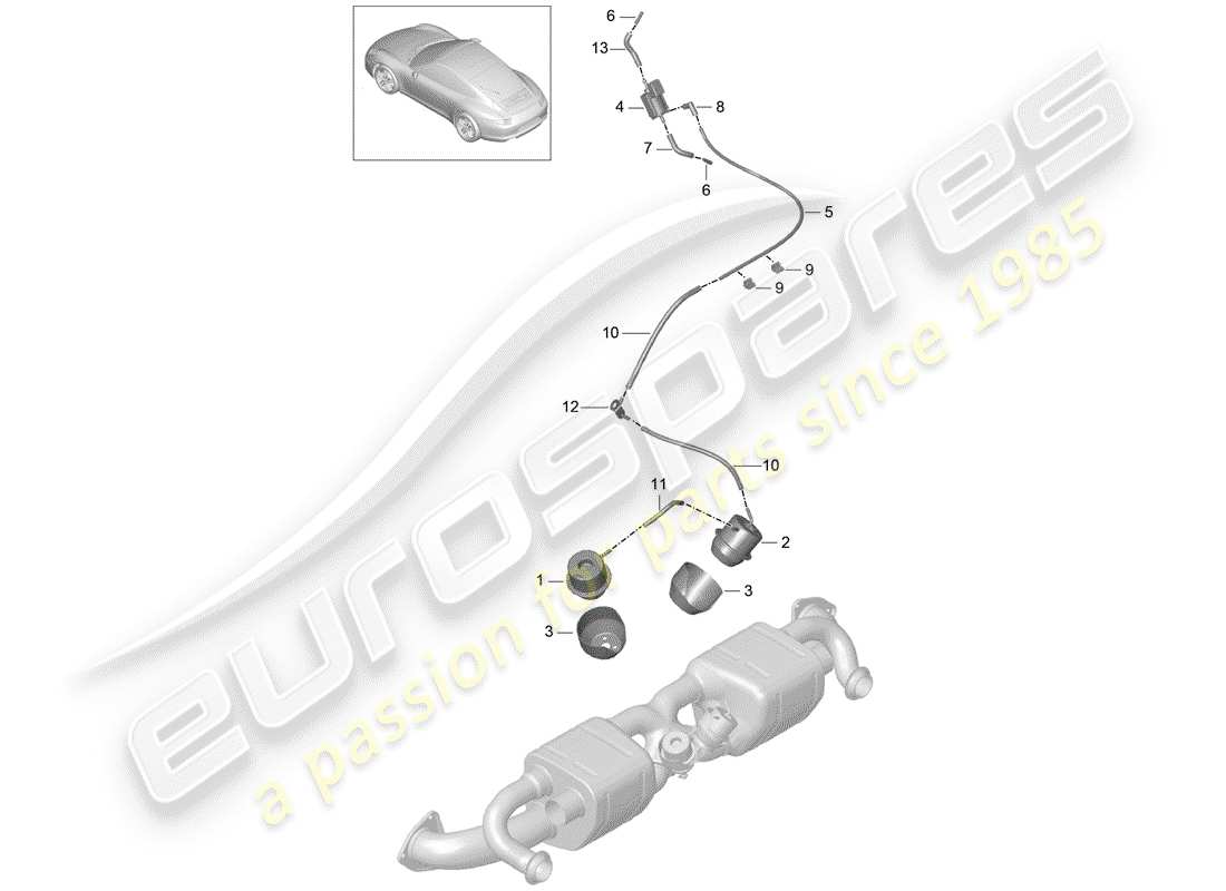 porsche 2014 (991-1) exhaust system part diagram