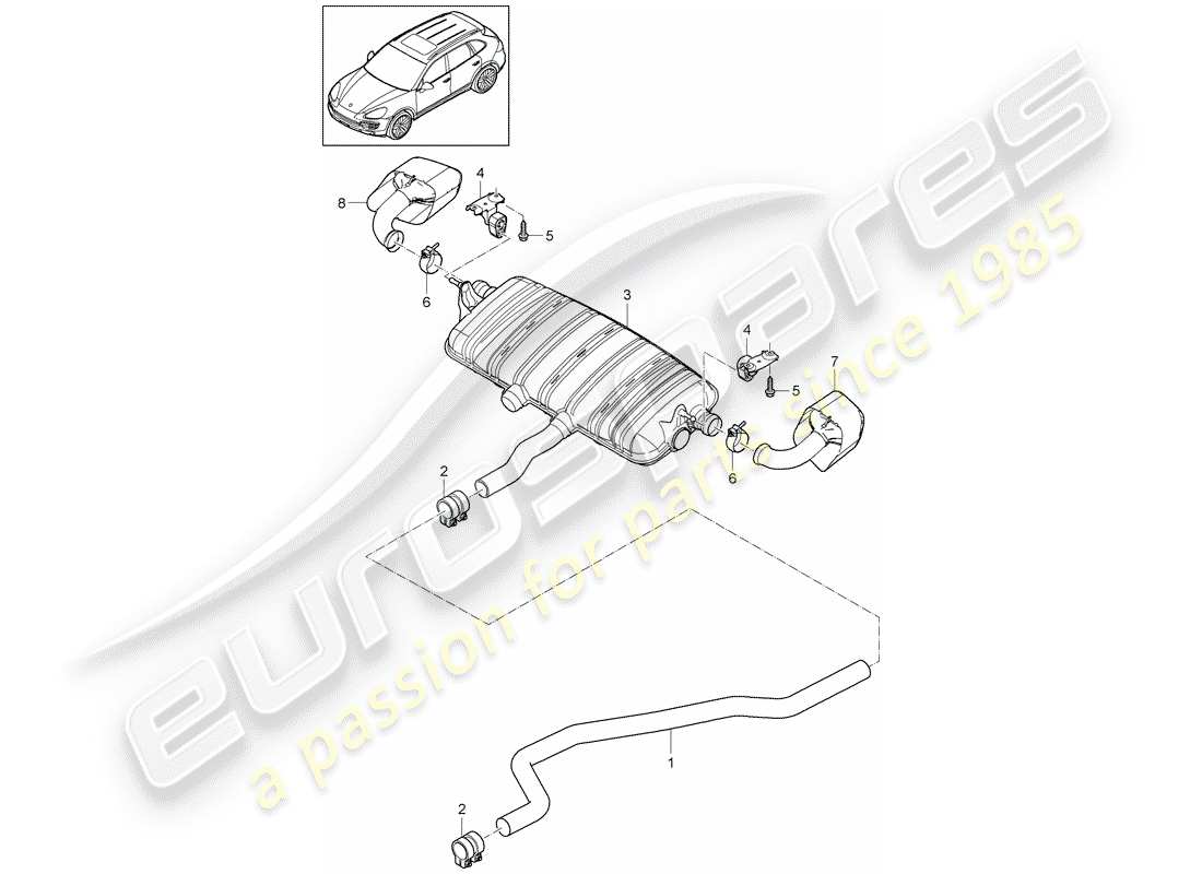 porsche cayenne e2 (2012) exhaust system parts diagram