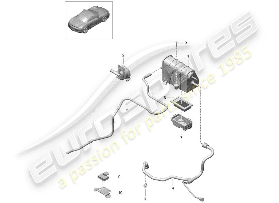 porsche 2013 (981 boxster) evaporative emission canister parts diagram