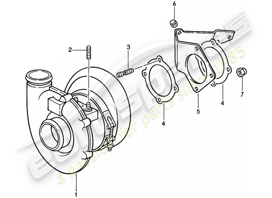 porsche 1985 (911) exhaust gas turbocharger part diagram