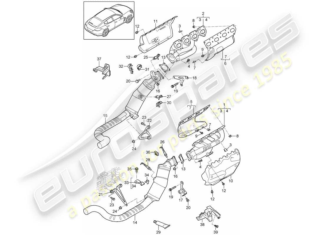 porsche 2012 (panamera 970) exhaust system part diagram