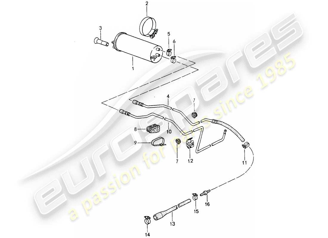porsche 1994 (964) evaporative emission canister part diagram