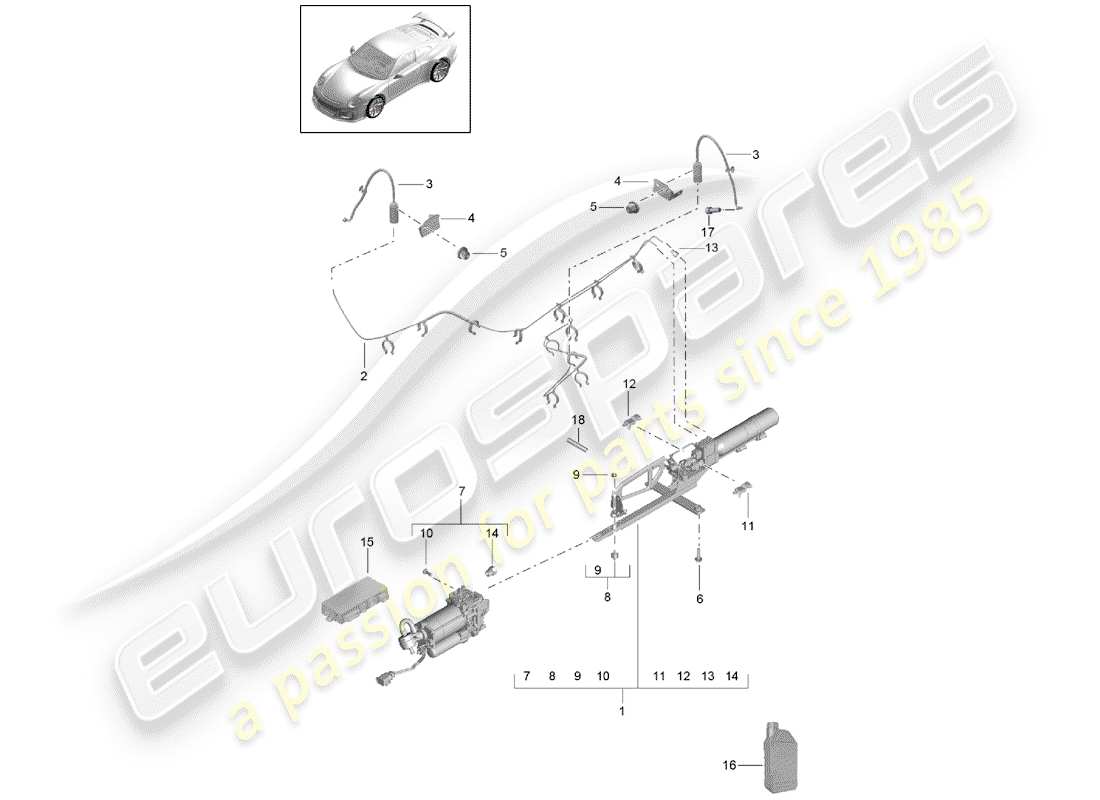 porsche 991r/gt3/rs (2014) adaptive suspension parts diagram