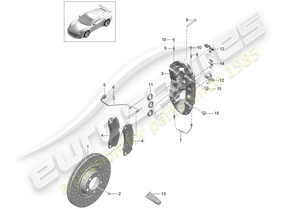 porsche 2017 (991-2 r/gt3/rs) disc brakes part diagram