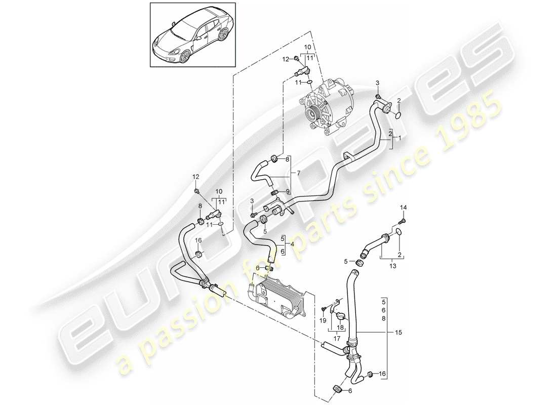 porsche 2013 (panamera 970) water cooling parts diagram