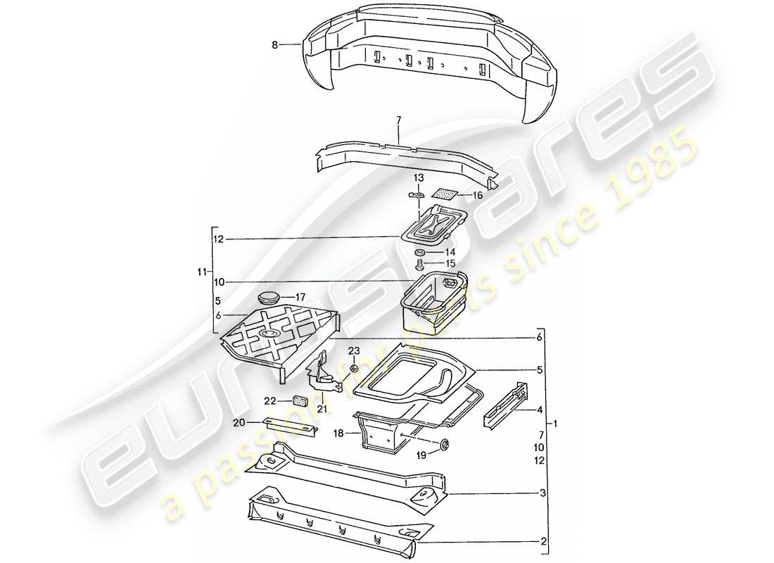 porsche 1987 (928) frame - rear end part diagram