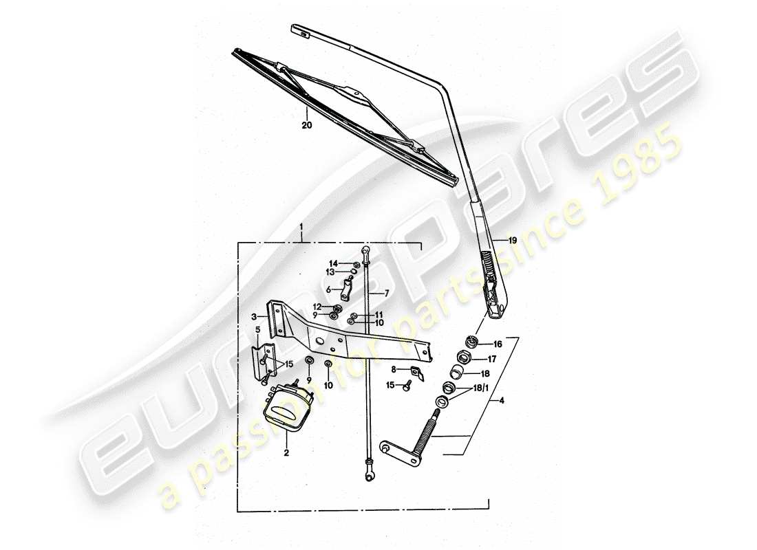 porsche 1975 (911 turbo) rear window wiper part diagram