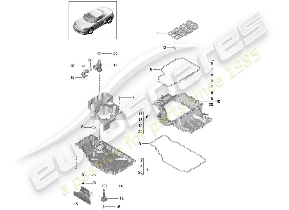 porsche 2019 (718 boxster) engine (oil press./lubrica.) part diagram