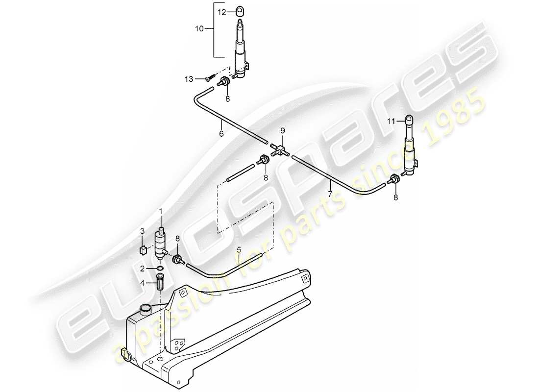 porsche 2005 (carrera gt) headlight washer system parts diagram