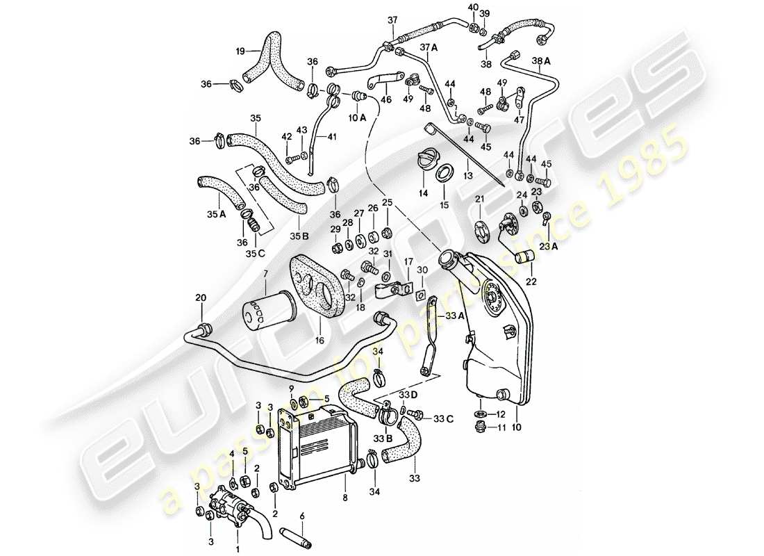 porsche 911 (1980) engine lubrication parts diagram