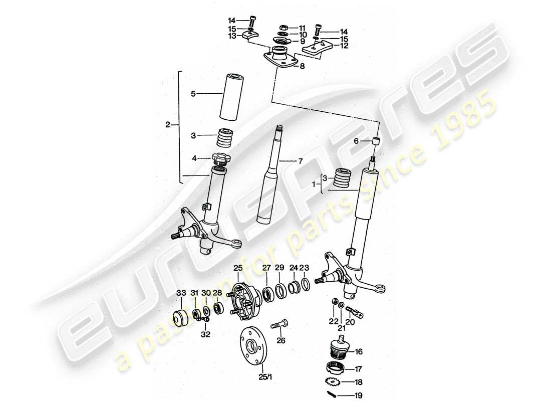 porsche 1977 (911 turbo) shock absorber strut - lubricants part diagram