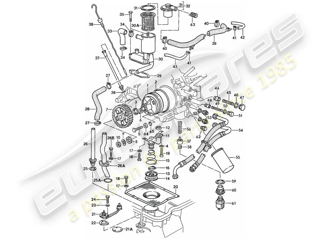 porsche 928 (1980) engine lubrication part diagram