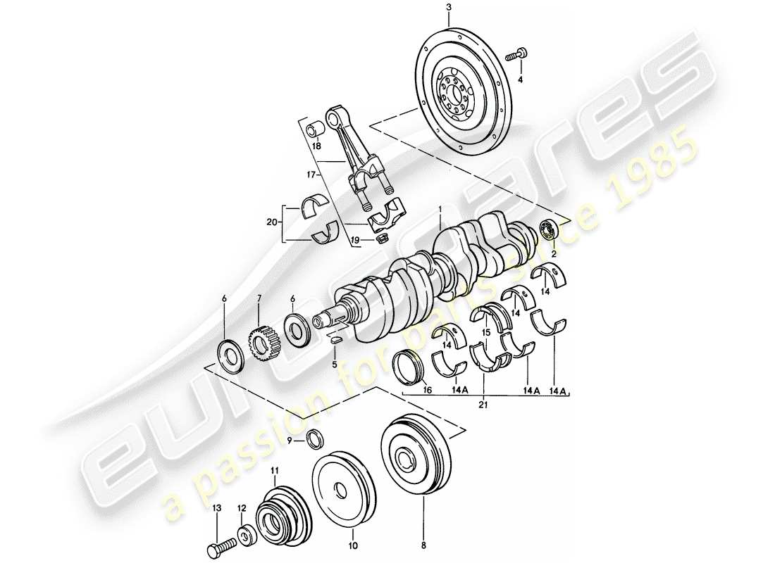 porsche 1982 (928) crankshaft - connecting rod part diagram