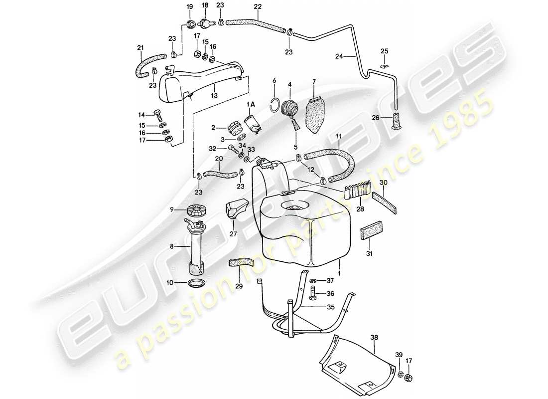 porsche 1982 (928) fuel tank part diagram