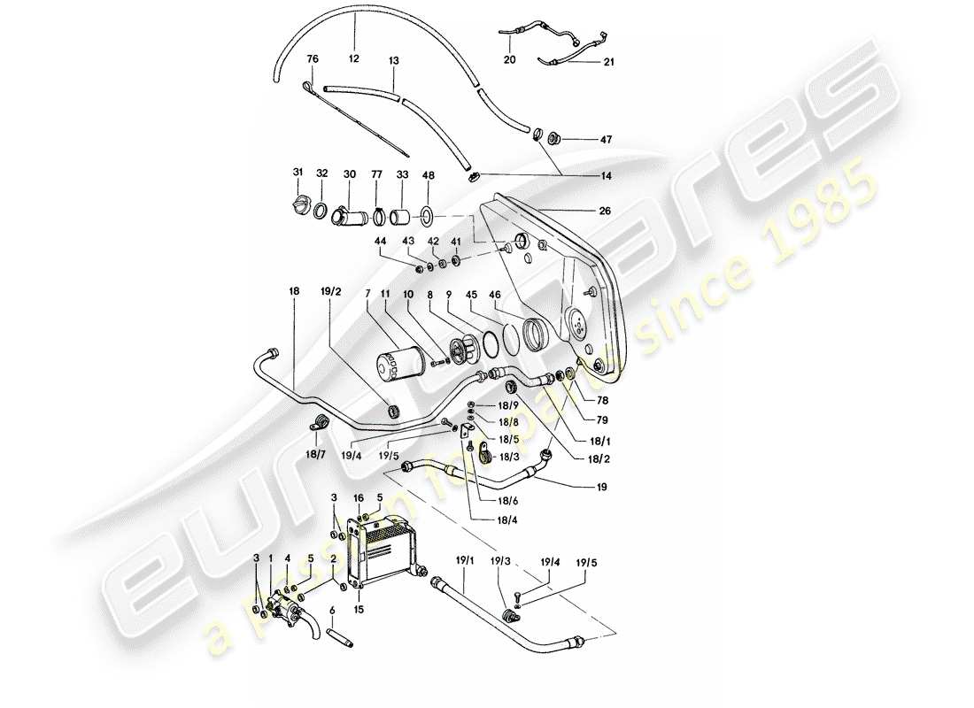 porsche 1974 (914) engine lubrication part diagram